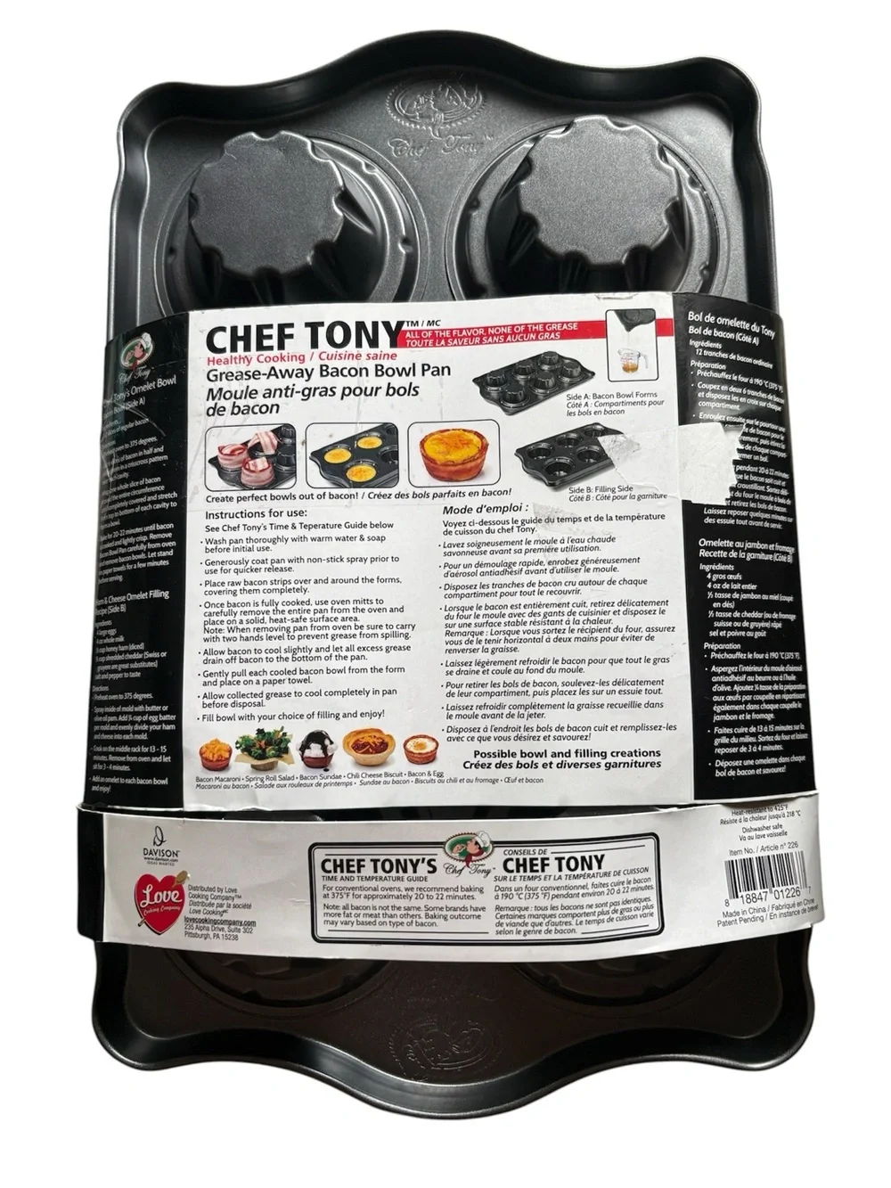 Chef Tony  Bacon Bowl Pan Grease Away-EXCLUSIVE 2 Piece Set